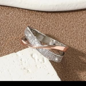 18K Rose Gold-White Cross Ring